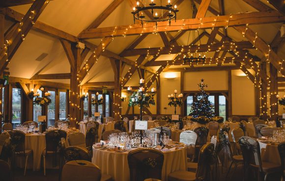 The Oak Barn looks truly magical dressed for a Christmas wedding