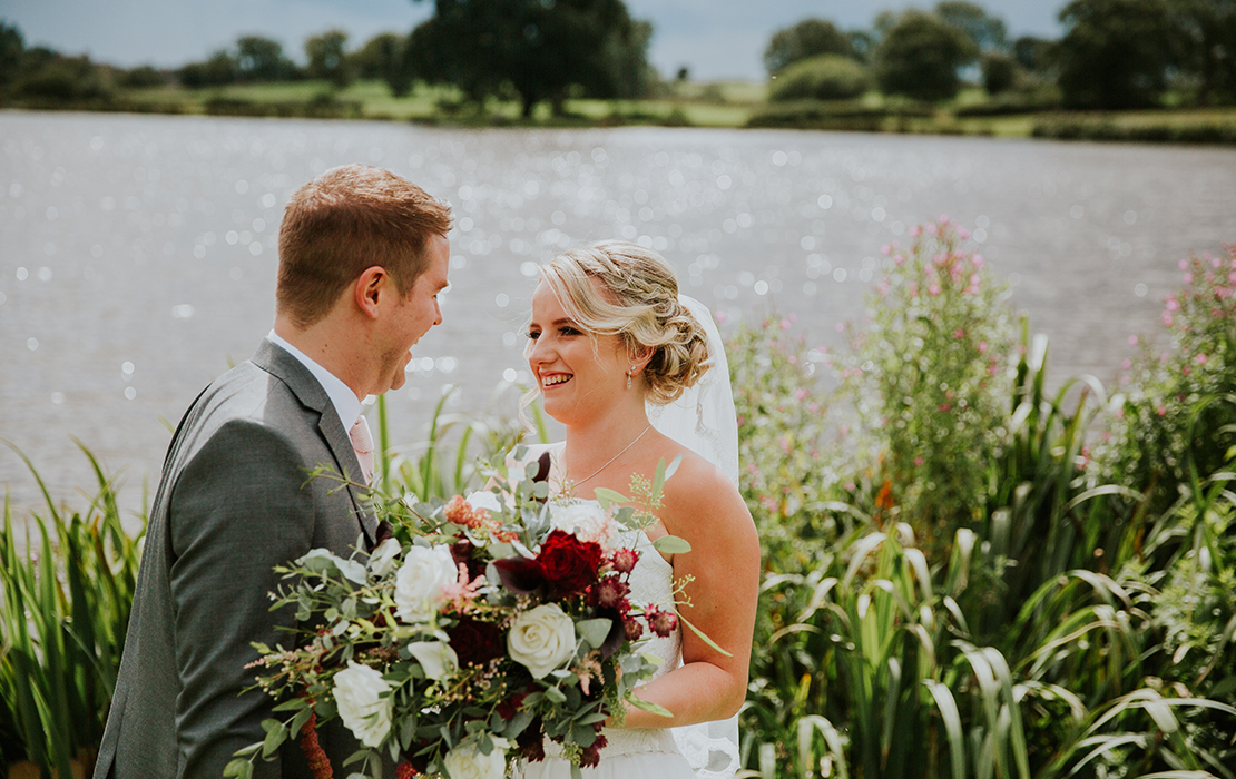 Emily and Kyle celebrate their wedding day at Sandhole Oak Barn wedding venue in Cheshire
